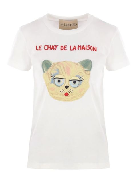 Valentino Garavani cat-face patch T-shirt - White - zdjęcie produktu nr 1