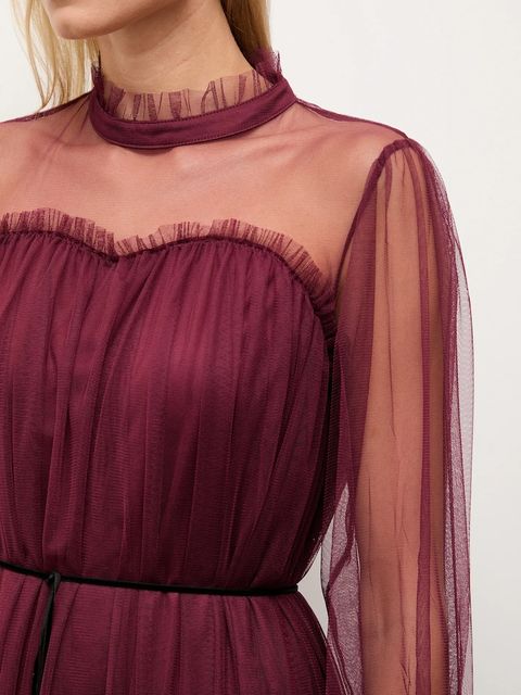 Answear.LAB sukienka kolor bordowy maxi prosta