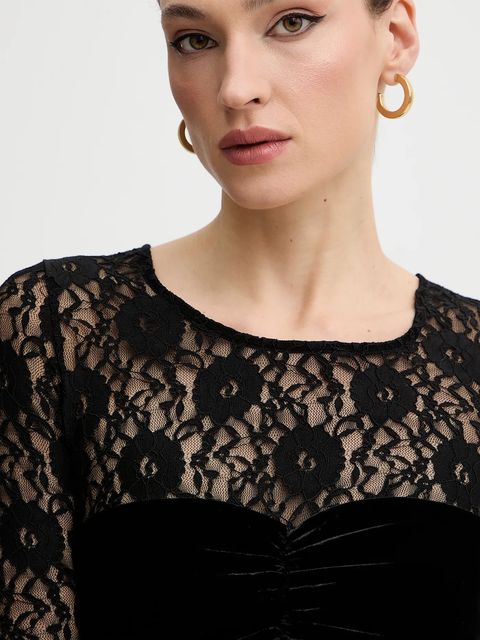 Bardot sukienka welurowa kolor czarny maxi dopasowana 60151DB