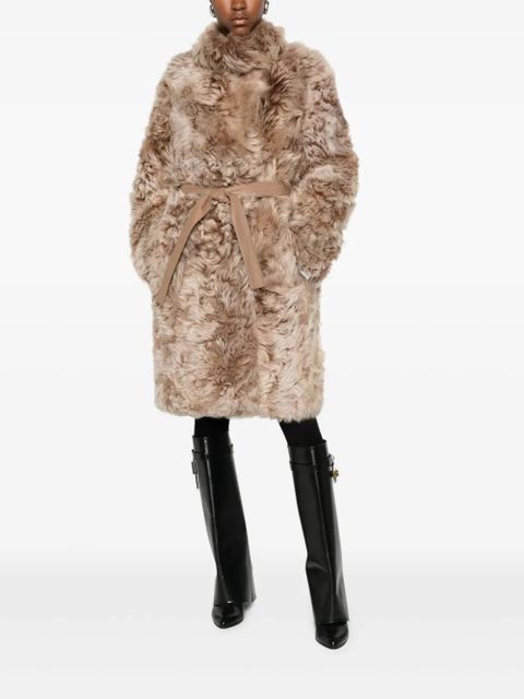 Yves Salomon shearling belted coat - Brown