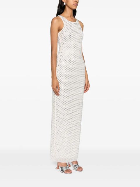 Self-Portrait rhinestoned sleeveless maxi dress - Neutrals