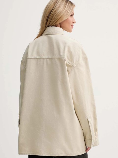 Nanushka koszula jeansowa damska kolor beżowy relaxed z kołnierzykiem klasycznym NW25PFJK13873