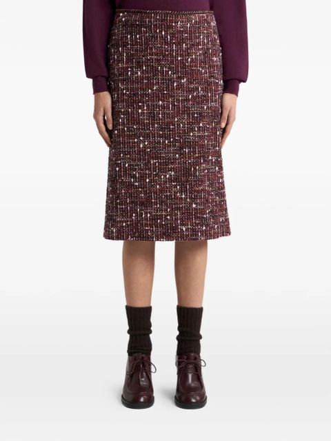 ETRO tweed knee-length mid skirt - Red