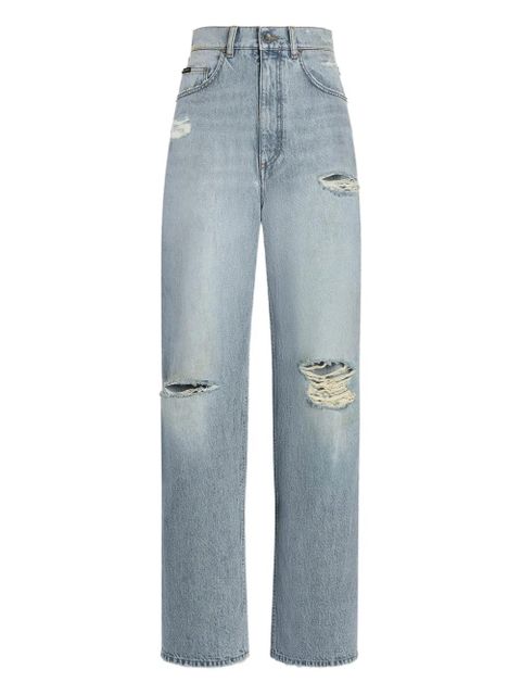 Dolce & Gabbana distressed wide-leg jeans - Blue - zdjęcie produktu nr 1