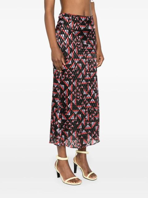 ISABEL MARANT Katae geometric-print midi skirt - Black