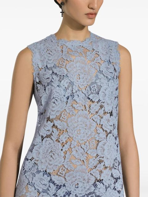 Dolce & Gabbana DNA floral-lace shift mini dress - Blue