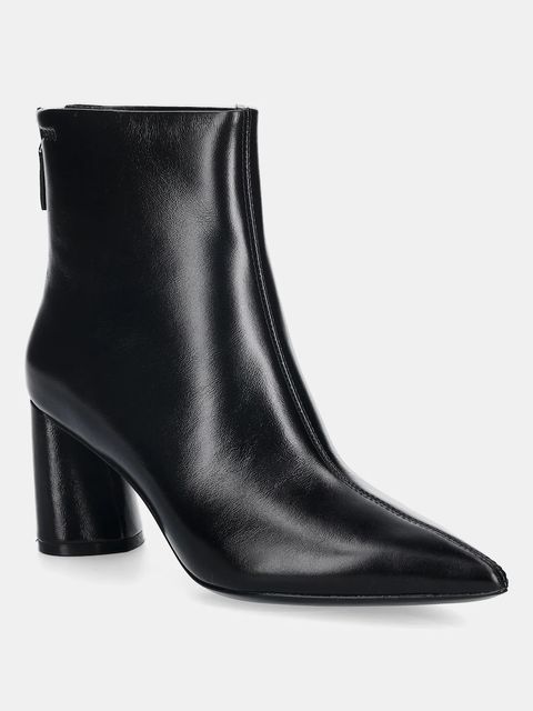 BOSS botki skórzane Gracey damskie kolor czarny na słupku 50552784 - zdjęcie produktu nr 1