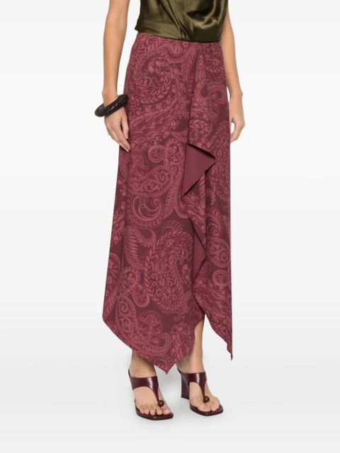 ETRO paisley-print ruffled skirt - Red