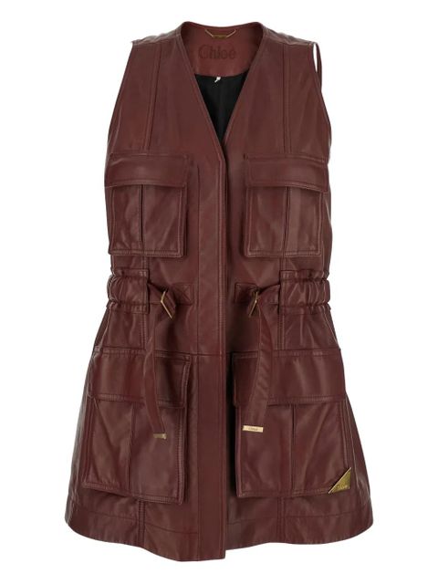 Chloé leather utility gilet - Red - zdjęcie produktu nr 1