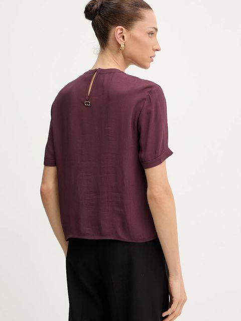 Twinset bluzka damska kolor bordowy gładka 252TP2292