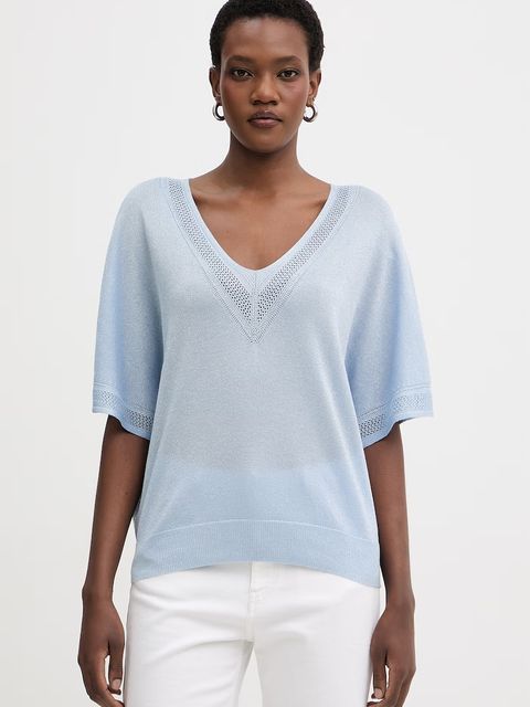 Morgan sweter z krótkim rękawem damski z wiskozy MCHRIS - zdjęcie produktu nr 1