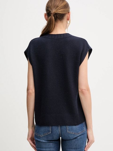 United Colors of Benetton kamizelka z dodatkiem wełny damski kolor granatowy 126WD4033 - zdjęcie produktu nr 2