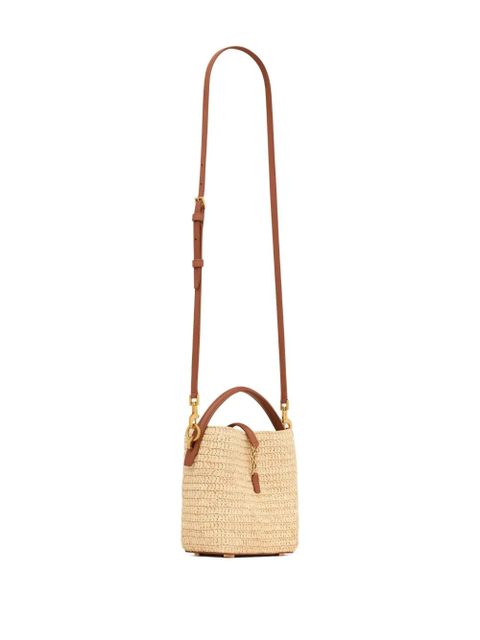 Saint Laurent mini LE 37 raffia bucket bag - Neutrals
