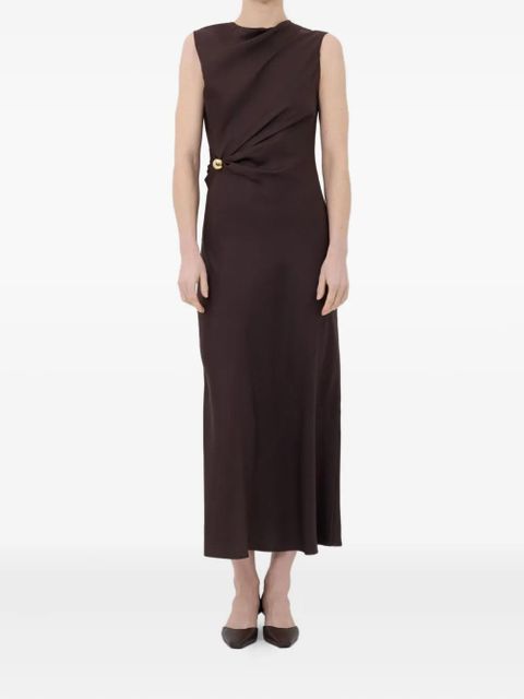 LouLou de Saison Roan draped metal-ornament midi dress - Brown - zdjęcie produktu nr 2
