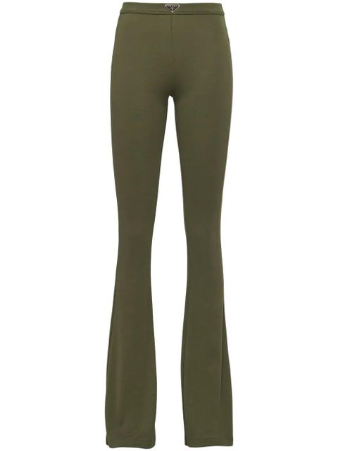 Prada triangle-logo cotton flared trousers - White - zdjęcie produktu nr 1