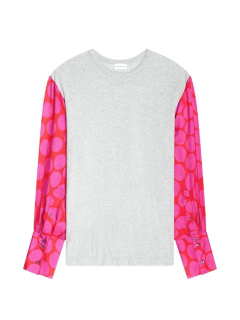 DRIES VAN NOTEN contrast-sleeves T-shirt - Grey - zdjęcie produktu nr 1