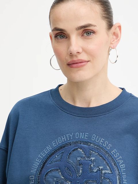 Guess bluza 4G damska kolor niebieski z aplikacją W5YQ07 KB681 - zdjęcie produktu nr 2