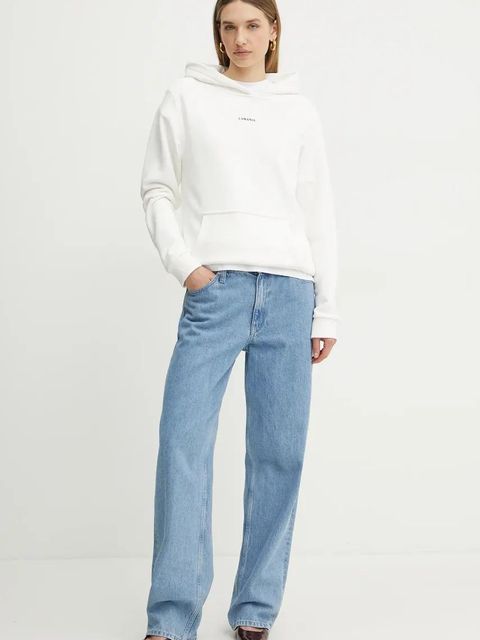 La Mania bluza damska kolor biały z kapturem melanżowa ARIA