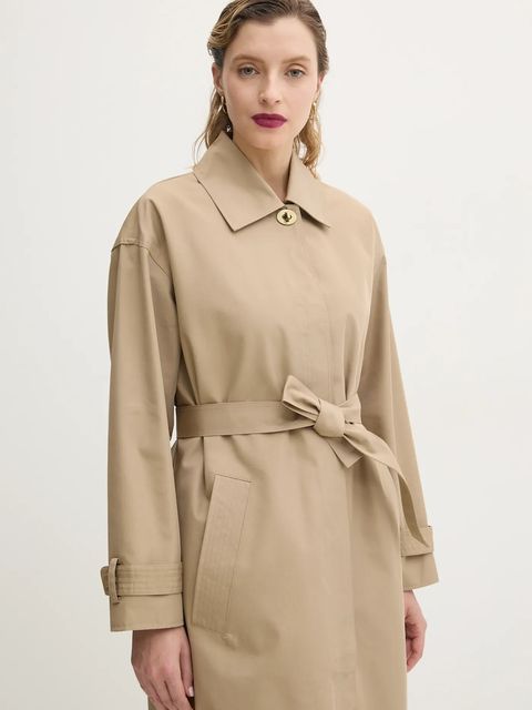 Sessun płaszcz damski kolor beżowy przejściowy oversize 25212002