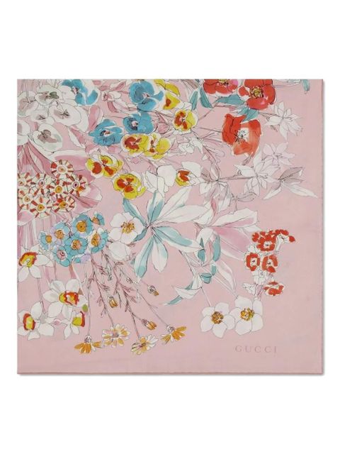 Gucci floral-print silk scarf - Pink - zdjęcie produktu nr 1