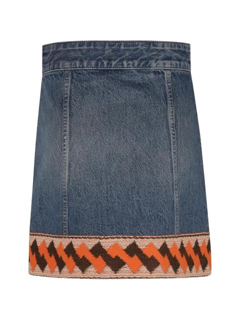 Valentino Garavani jacquard-trim mini skirt - Blue