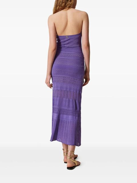 TWINSET pointelle-knit halterneck dress - Purple