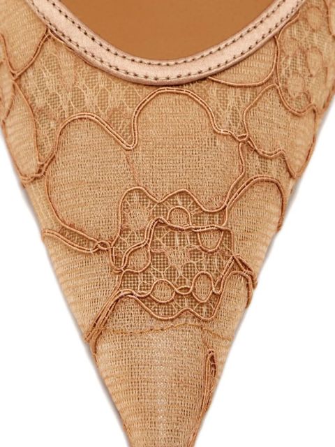 Amina Muaddi 105mm Anok lace slingback pumps - Neutrals