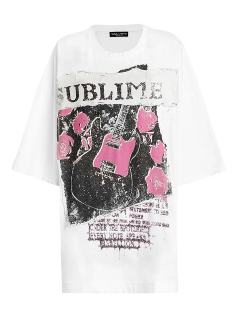 Dolce & Gabbana guitar-rose print T-shirt - White - zdjęcie produktu nr 1