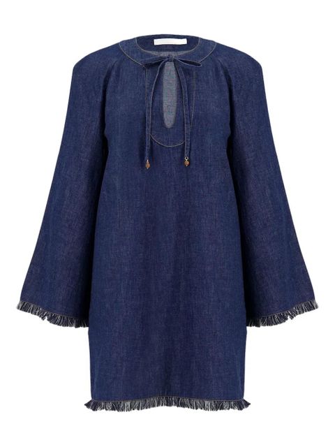 ZIMMERMANN Rhiannon frayed-hem denim dress - Blue - zdjęcie produktu nr 1