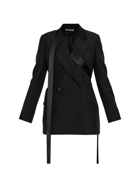 Alexander McQueen satin-trim double-breasted blazer - Black - zdjęcie produktu nr 1