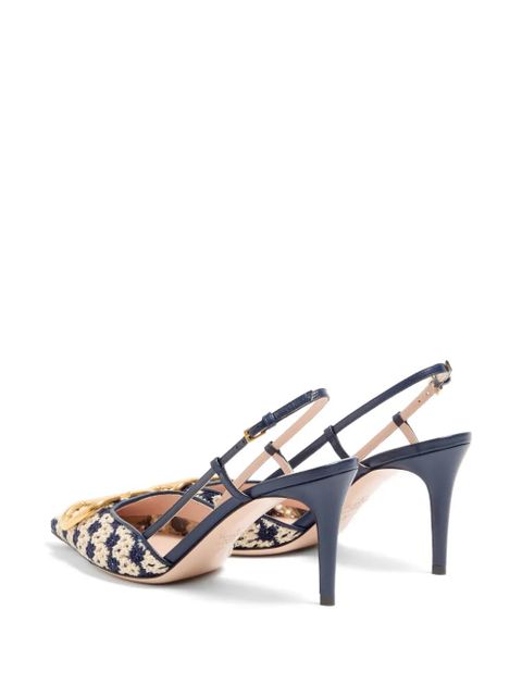 Valentino Garavani VLogo Signature slingback pumps in crochet fabric 80mm - Blue
