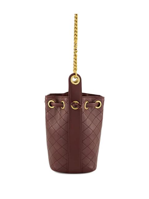 Saint Laurent mini quilted-leather bucket bag - Brown