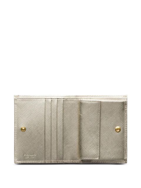 Prada small triangle-logo leather wallet - Gold
