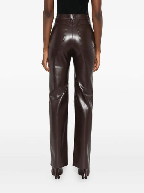 Nanushka five-pocket faux-leather trousers - Brown