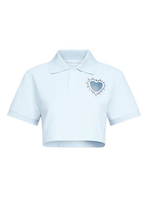 AREA crystal-embellished cropped polo - Blue - zdjęcie produktu nr 1