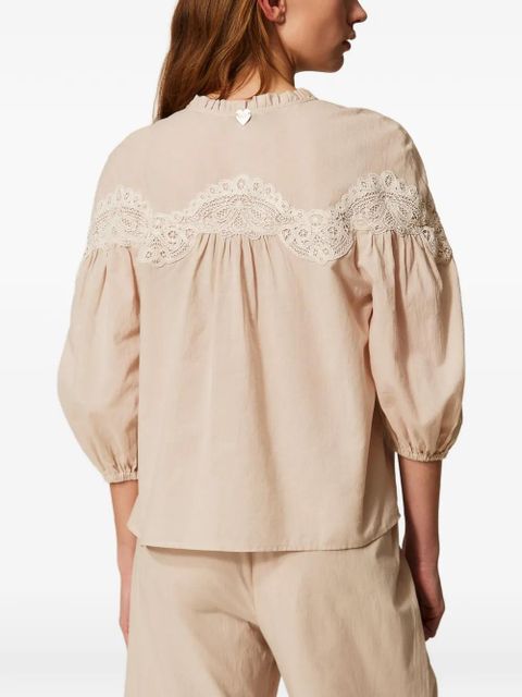 TWINSET lace-panelling blouse - Neutrals
