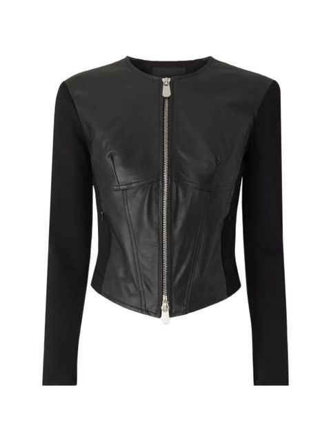 PINKO bustier zip-up leather jacket - Black - zdjęcie produktu nr 1