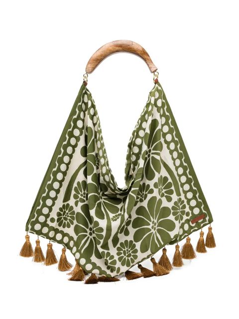 FARM Rio floral-print tassel tote bag - Green - zdjęcie produktu nr 1