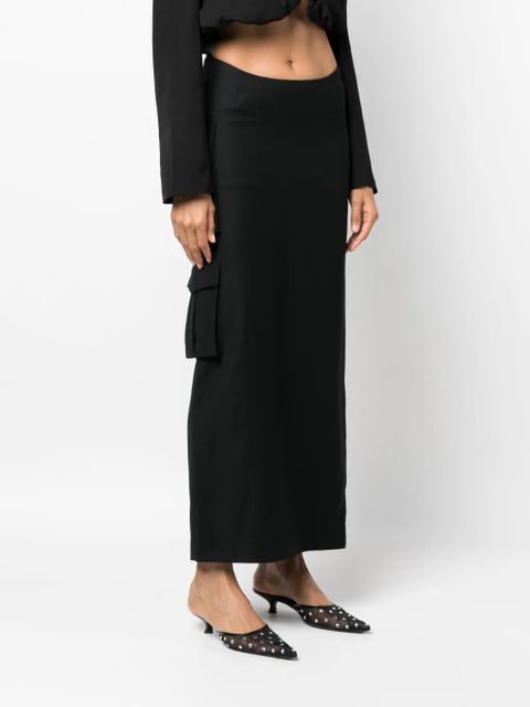Aya Muse Stok cargo-pocket maxi skirt - Black