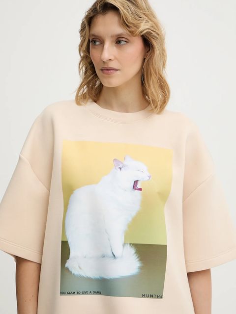 MUNTHE t-shirt RAPLOI damski kolor beżowy 254112525463