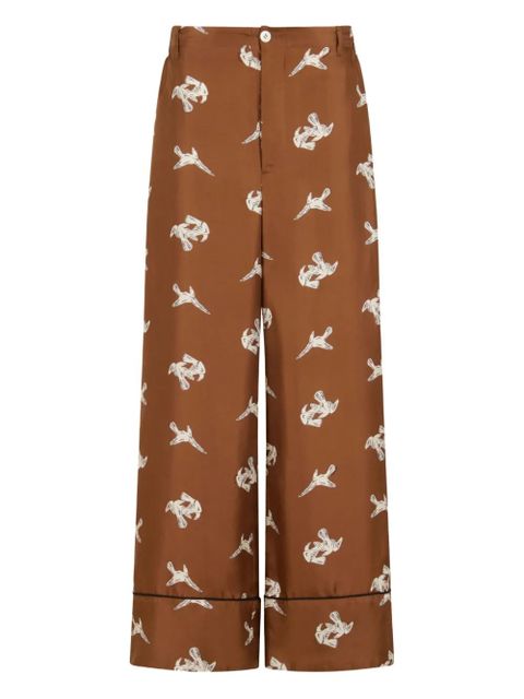 Marni raven-print wide-leg trousers - Brown - zdjęcie produktu nr 1