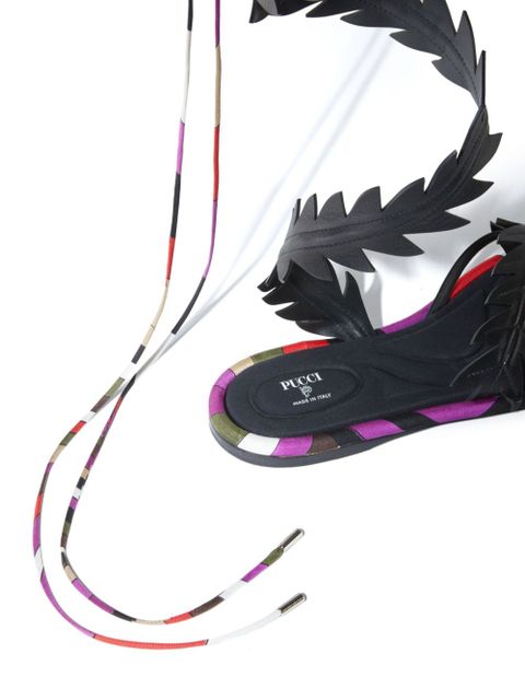 PUCCI Edera leather flat sandals - Black