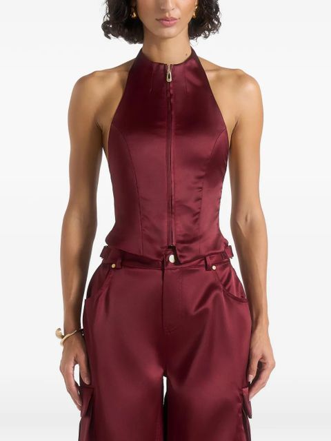 Manière De Voir Claudette halterneck zip-fastening corset top - Red - zdjęcie produktu nr 1