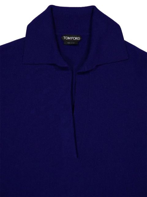 TOM FORD polo V-neck cashmere knit top - Blue