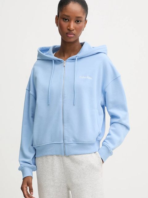 Calvin Klein Underwear bluza lounge damska kolor niebieski z kapturem gładka LV00QS7513 - zdjęcie produktu nr 1