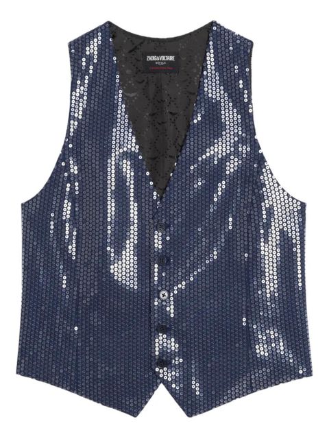 Zadig&Voltaire Emaux sequin waistcoat - Blue - zdjęcie produktu nr 1