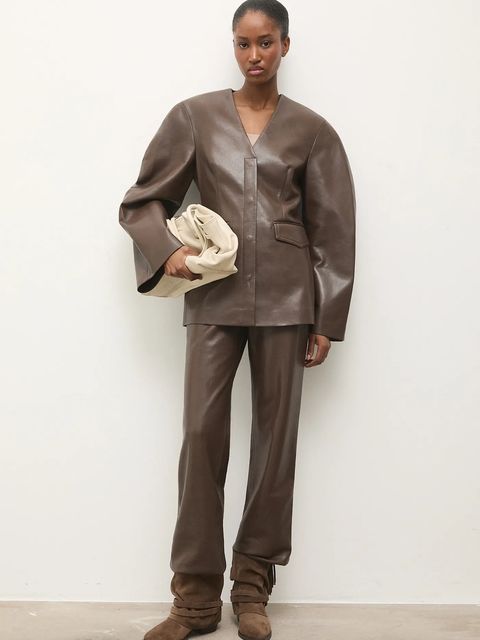 Answear.LAB botki zamszowe kolor brązowy na słupku