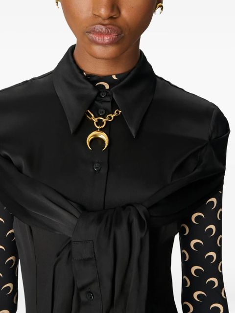 Marine Serre satin wrapped shirt midi dress - Black