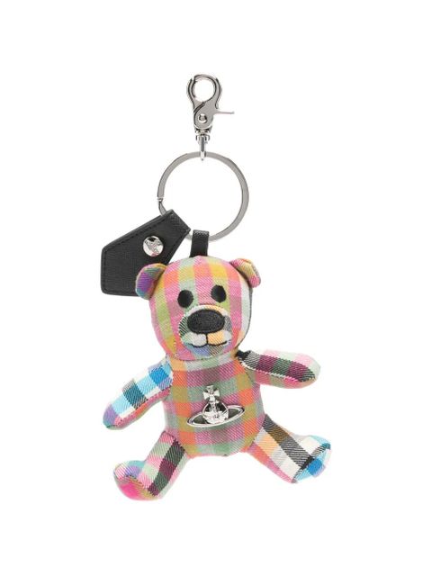 Vivienne Westwood checked teddy-bear keyring - Pink - zdjęcie produktu nr 1
