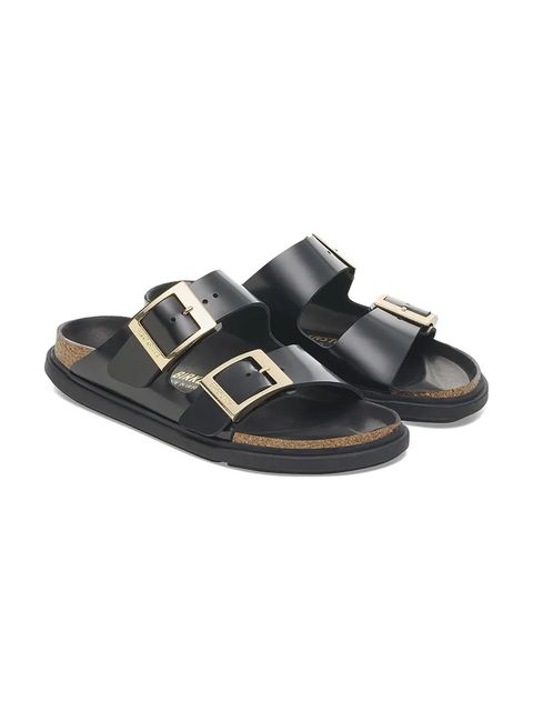 Birkenstock klapki skórzane Arizona Droplet Buckle damskie kolor czarny 1029353